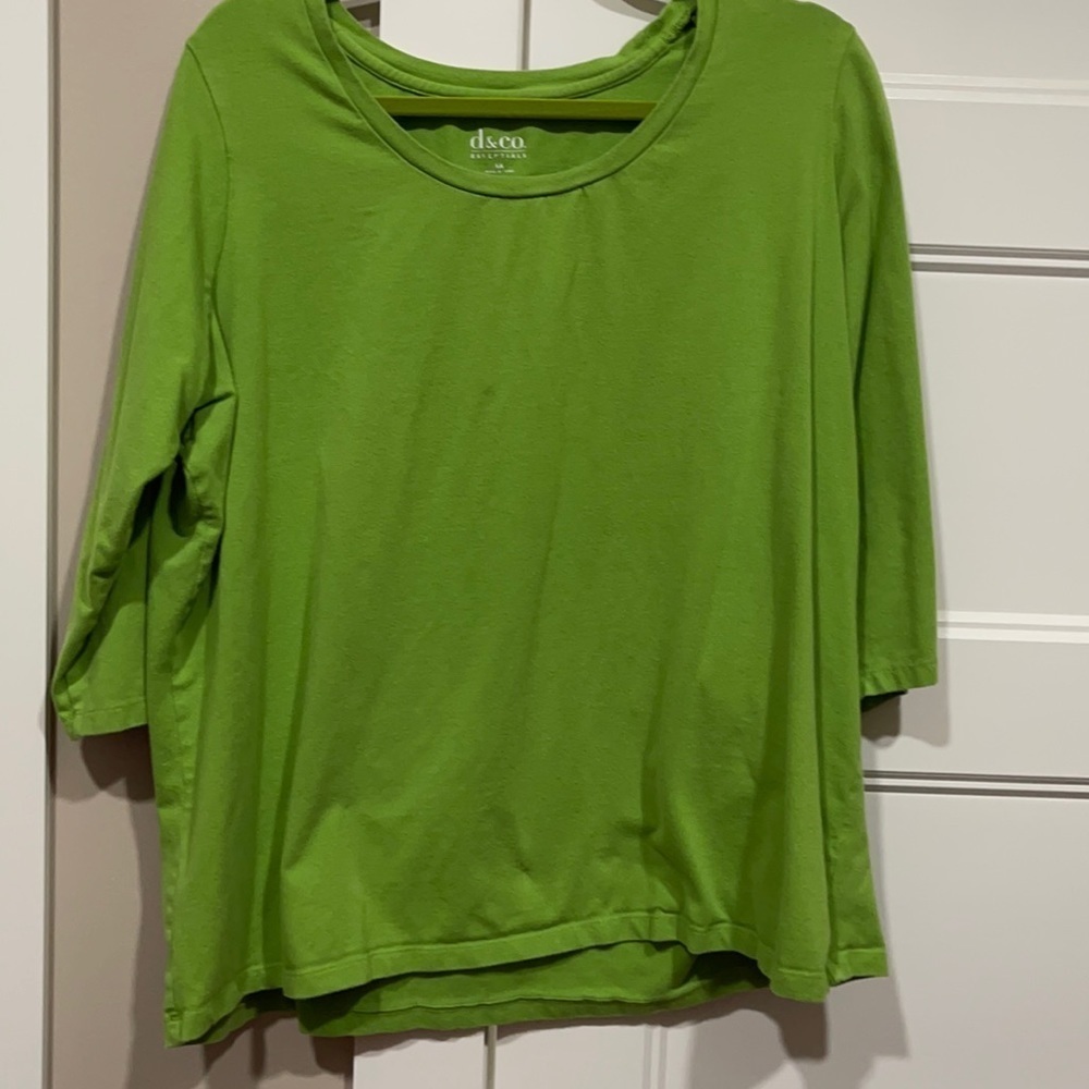 Denim&co Essentials green scoop neck 3/4 sleeve Top size - 1X